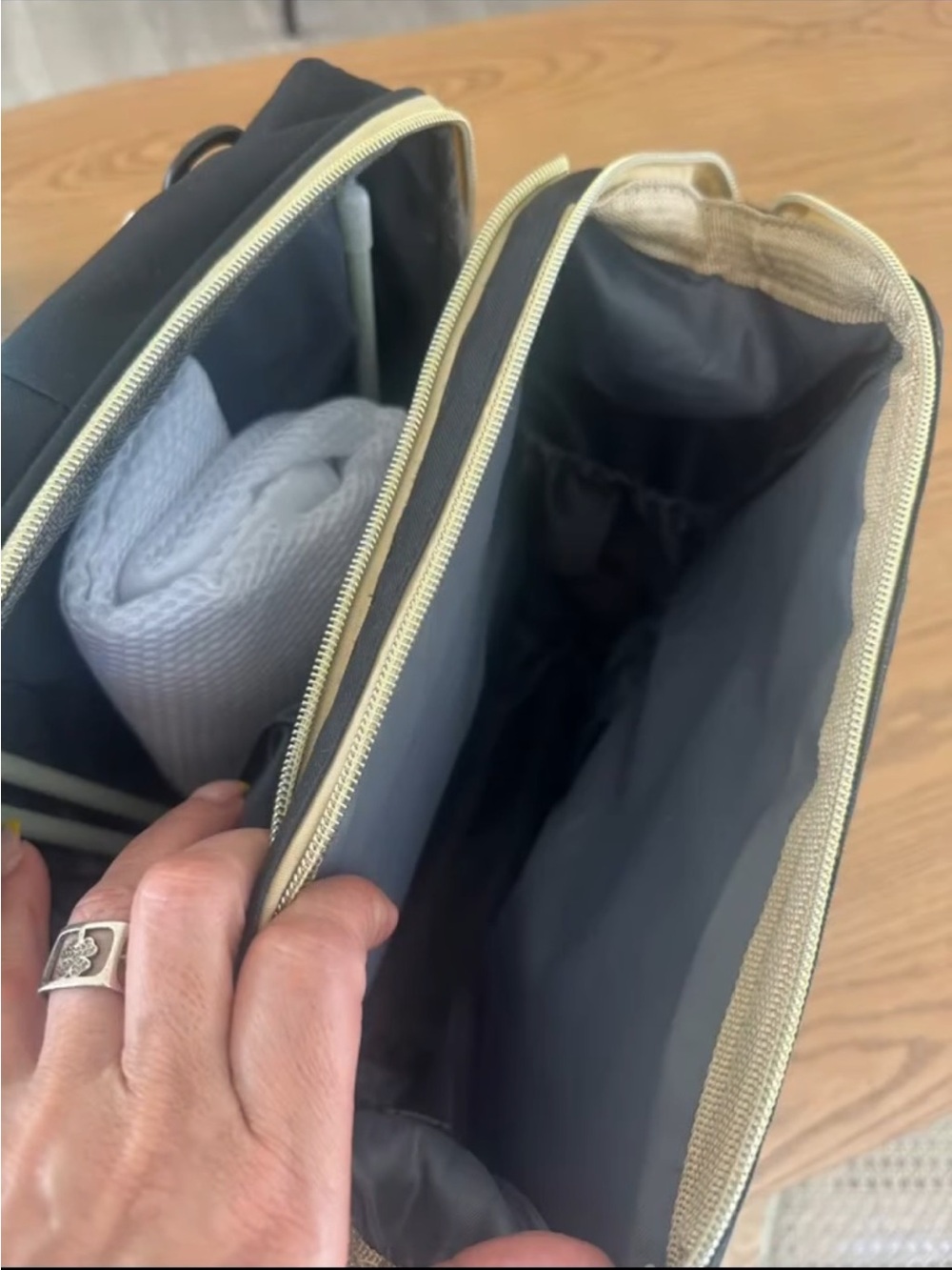 Baby bag pack Black Organizer Bag with Gold Zippers